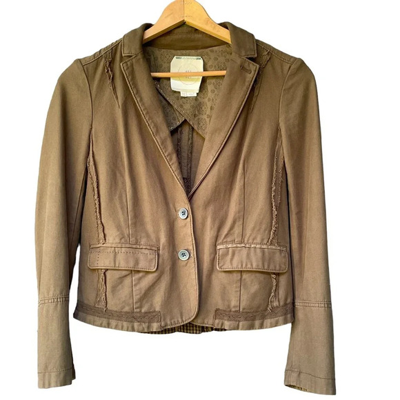 Anthropologie Jackets & Blazers - Anthropologie Hei Hei Delaine Women's Dark Olive Cotton Canvas Jacket Size 6